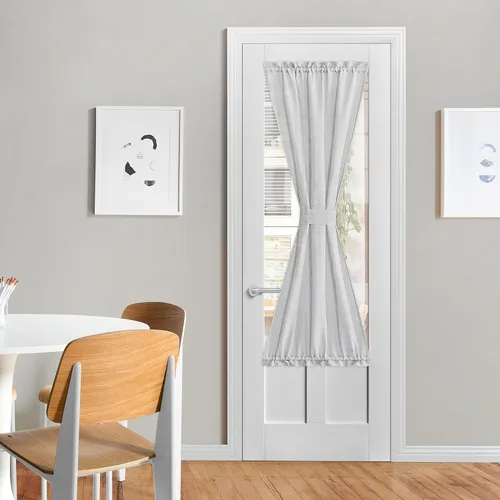 Vista 109 de NICETOWN - Cortinas de luz lateral para puerta de 72 pulgadas de largo para ventanas de lino, cortinas opacas para privacidad con protección contra