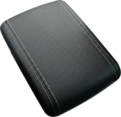 Vista 19 de Mazda Mazda2 2008 – 14 reposabrazos cubierta por RedlineGoods, Cuero Negro-Hilo Negro