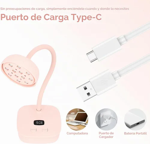 Vista 8 de Lámpara de uñas LED UV, lámpara de uñas de curación flash con sensor automático y 2 temporizadores, luz UV de cuello de cisne para gel de extensión