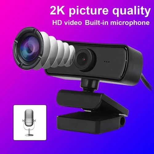 Vista 3 de Cámara, cámara web USB, micrófono integrado, accesorio para computadora, enfoque automático, resolución 4K, lente HD de 2560 x 1440 para transmisión