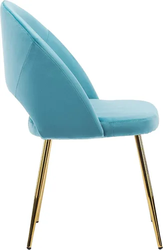 Vista 4 de Porthos Home Batia - Juego de 2 sillas de comedor sin brazos con elegante tapicería de terciopelo, patas cónicas de metal dorado y respaldo