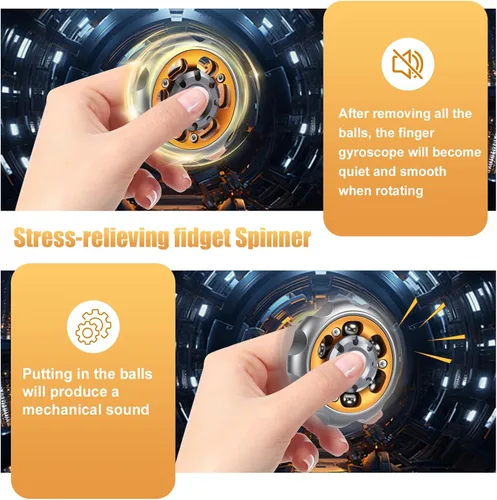 Vista 4 de Spinner Fidget de Metal de Precisión - Rotador de Ansiedad y Juguete Fidget Inquieto, Herramienta de Alivio del Estrés para Adultos y Niños (Gris)
