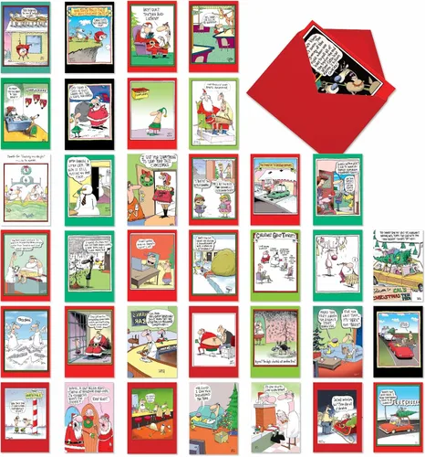 Vista 10 de NobleWorks Juego de caja surtido de 36 tarjetas de agradecimiento graciosas de Navidad con sobres de 5 x 7 pulgadas (12 diseños, 3 de cada uno)