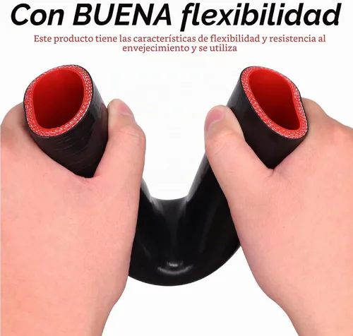 Vista 7 de 90 Grados ID 1 Pulgada (25mm) Manguera de Acoplador Reductor de Silicona Negra, 4 Capas Reforzadas, Longitud de Pata 4 Pulgadas (102mm) con 2