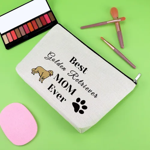 Vista 2 de Golden Retriever - Regalo para amantes de los perros, regalo para mamá Golden Retriever, bolsa de maquillaje para perro, regalo para mamá, regalo