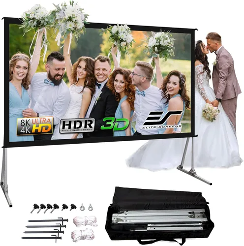 Vista 9 de Pantalla para proyector al aire libre con soporte 16:9, 8K 4K Ultra HD 3D, plegable y rápida YardMaster 2 Rear Projection