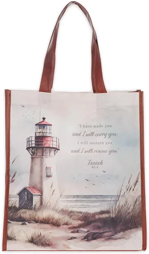 Vista 10 de Christian Art Gifts Bolsa de compras reutilizable floral Bumble Bee Versículo bíblico de fe, multicolor, Romanos 5:1, fácil de sostener, bolso Verde