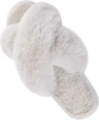 Vista 9 de Parlovable - Pantuflas mullidas para mujer con banda cruzada cómodas, zapatillas de casa de espuma viscoelástica con punta abierta, regalos