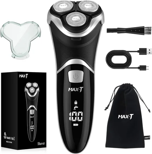 Vista 8 de MAX-T Afeitadora eléctrica para hombres, maquinilla de afeitar eléctrica inalámbrica con estuche de viaje, uso húmedo y seco para hombre
