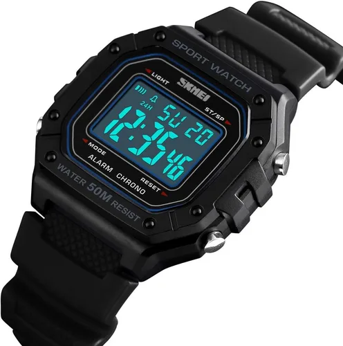Vista 7 de Hombres deporte al aire libre reloj digital 5bar impermeable alarma luz trasera LED moda cronógrafo relojes