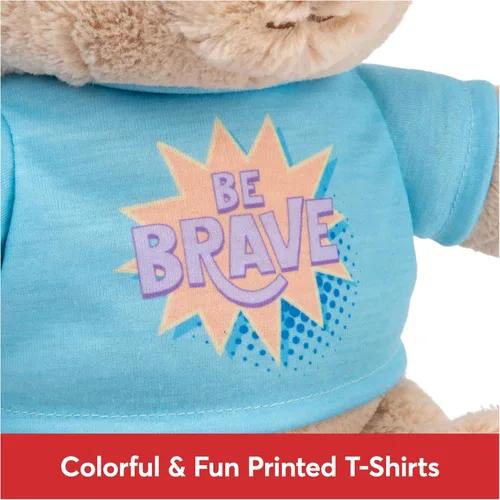 Vista 3 de GUND "Be Brave" Oso de Mensaje Sostenible con Camiseta Azul, Oso de Peluche Hecho de Materiales 100% Reciclados para Edades de 1 Año en Adelante