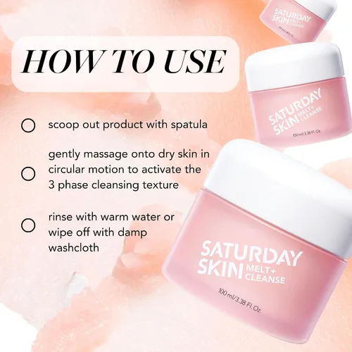 Vista 7 de Saturday Skin Melt Cleanse - Bálsamo removedor de maquillaje, limpieza diaria, bálsamo facial a aceite, lavado de doble cara, vegano, quitar