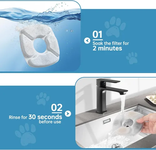 Vista 6 de 16 Piezas Filtros de Repuesto para Fuente de Agua para Gatos - Paquete de 8 Filtros de Fuente para Gatos con Paquete de 8 Esponjas, Filtro de Fuente