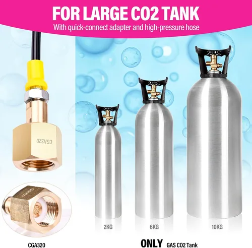 Vista 4 de Adaptador rápido de CO2 con manguera de alta presión de 60 pulgadas, CO2 de conexión rápida compatible con Duo/Terra/Art/E-Duo/Crystal 3.0/GAIA Soda