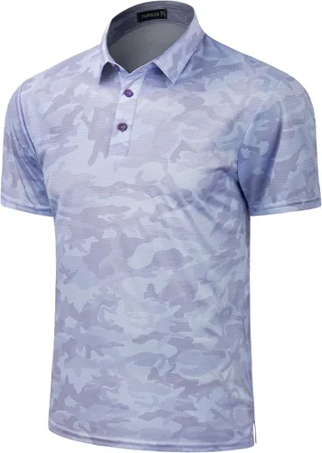 Vista 146 de TAPULCO Camisetas tipo polo de secado rápido para hombre, diseño de camuflaje, atléticas, ligeras, transpirables, casuales, para golf