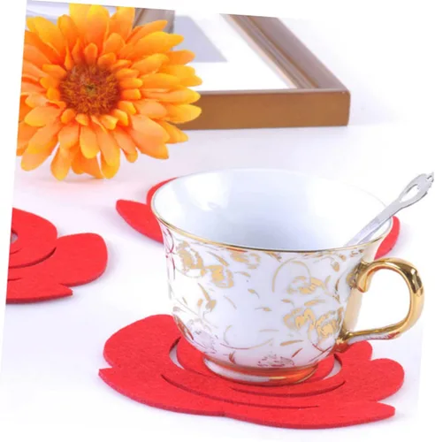 Vista 6 de Posavasos de fieltro, 18 unidades, decoración de banquetes, tazas para fiestas, manteles individuales para bebidas, no tejidos, posavasos de boda