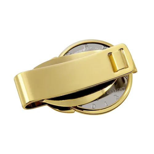 Vista 2 de American Coin Treasures Clip de moneda estadounidense genuina – Sello presidencial JFK de medio dólar en capas selectivamente en oro puro de 24