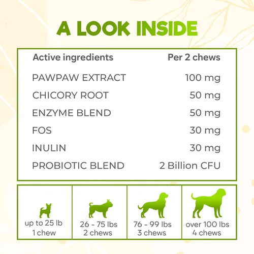 Vista 6 de ZENO Probióticos masticables para perros, 150 piezas, apoyo para la salud digestiva e intestinal, masticables probióticos para perros con enzimas e