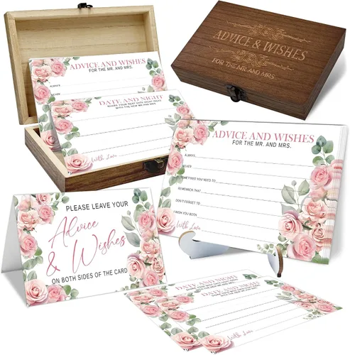 Vista 13 de Consejos y deseos para el señor y la señora - Tarjetas de consejos de boda de champán para decoraciones de despedida de soltera, buenos deseos