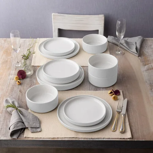 Vista 3 de Noritake ColorTex Stone White - Juego de vajilla de 12 piezas, servicio para 4 personas
