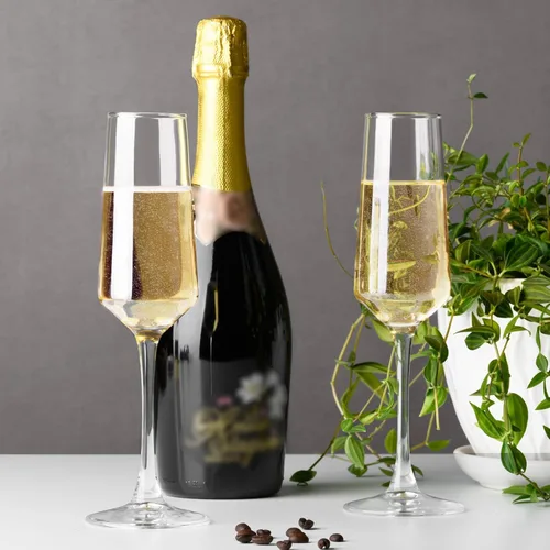 Vista 5 de PARACITY Copas de champán, juego de 2 copas de champán, elegantes copas de champán de vidrio de 8.5 onzas, regalo para cumpleaños, boda, Navidad #1