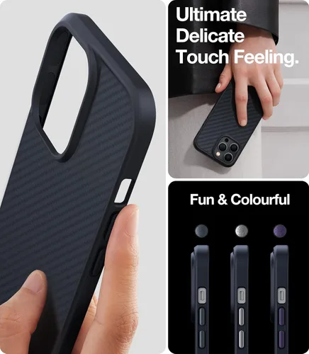 Vista 5 de Funda diseñada a prueba de golpes para iPhone 14 Pro Max, protección contra caídas de grado militar, a prueba de golpes, color negro, parte trasera