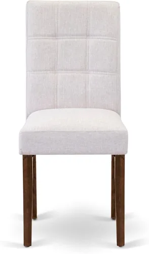 Vista 6 de East West Furniture ANAS3-AWA-08 Juego de mesa de comedor de cocina de 3 piezas contiene una mesa moderna y 2 sillas de comedor tapizadas de tela