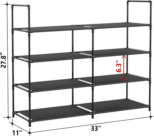 Vista 3 de FIDUCIAL HOME Zapatero organizador de 4 niveles, 16-20 pares, apilable, estante de almacenamiento de zapatos, duradero para entrada de armario