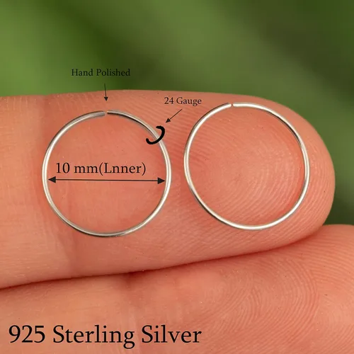 Vista 105 de Aretes de aro de oro de plata – Aretes de aro para mujer, dos piezas de aros de plata fina rellenos de oro, aro de hélice, anillo de tragus, aro