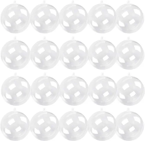 Vista 2 de Kingrol Paquete de 20 bolas rellenables de plástico transparente de 4 pulgadas, para Navidad, boda, fiesta, decoración del hogar