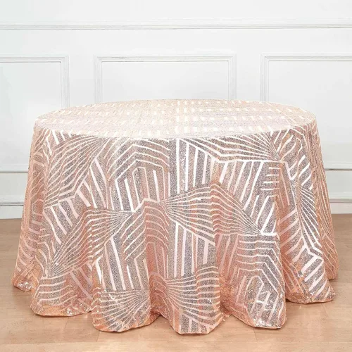 Vista 12 de Efavormart - Mesa cuadrada de tul geométrico con lentejuelas doradas brillantes de 72 pulgadas Dorado
