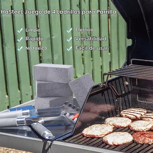 Vista 7 de HaSteeL Ladrillo de limpieza de parrilla, piedra pómez de plancha para eliminar manchas, kit de 4, accesorios de limpieza de bloques de parrilla