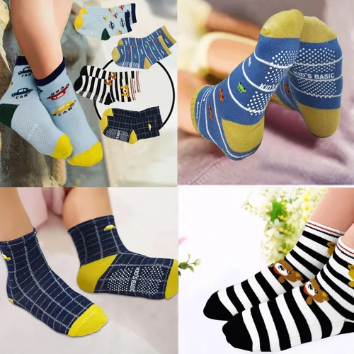 Vista 4 de GRPSKCOS Calcetines antideslizantes para niños pequeños, 12 pares de calcetines antideslizantes para niños y niñas de 1 a 7 años