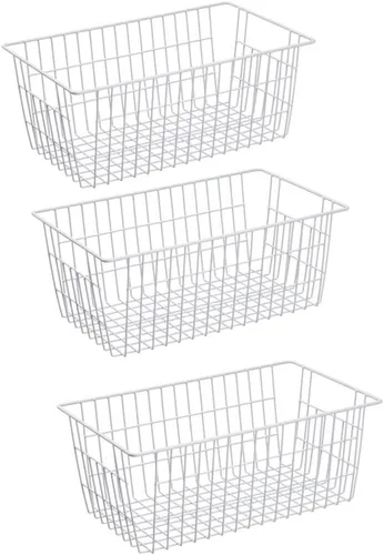 Vista 13 de Slideep Organizador de alambre grande de granja, cesta de almacenamiento de alimentos para armarios de cocina, oficina, baño, despensa, organización