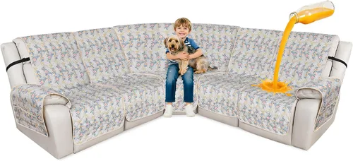 Vista 11 de ALIECOM Fundas de sofá modular reclinable en forma de L, 100% impermeables, fundas para sofá seccional, fundas lavables con estampado, protector