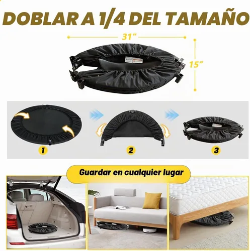 Vista 6 de Mini trampolín plegable de 42 pulgadas con mango ajustable de 5 niveles