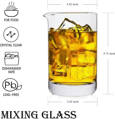 Vista 3 de BaveL Vaso mezclador de cristal, cristal profesional extra grande de 20 onzas, vidrio mezclador sin plomo, diseño sin costuras de alta calidad, gran