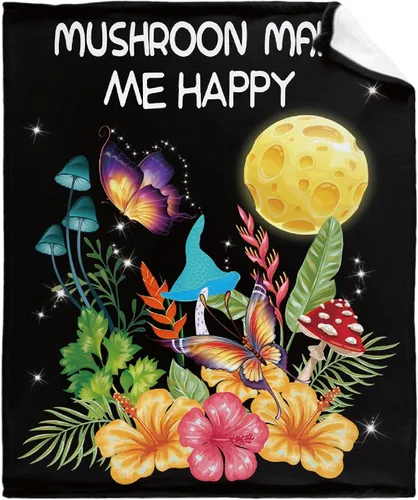 Vista 22 de Manta de hongos, ultra suave, cálida y ligera, de franela de forro polar con microhongos, para cama, sofá, regalo de viaje, decoración de hongos