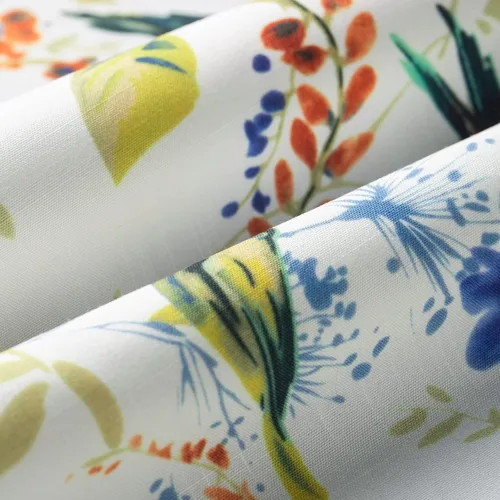 Vista 2 de Leeva - Cortinas pequeñas con estampado de pájaros, 24 pulgadas de largo, conjunto de paneles para ventanas, diseño de estampado de pájaros