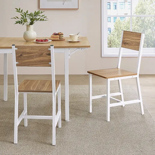 Vista 11 de VASAGLE Juego de 2 sillas de comedor, sillas de madera rústica con marco de acero metálico, fácil de montar, asiento cómodo, silla moderna de granja