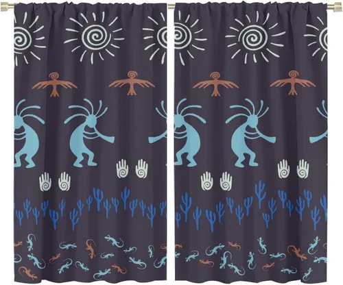 Vista 40 de Kokopelli - Cortinas opacas para cocina, decoración de sala de estar, dormitorio, 21 x 45 pulgadas, 2 paneles