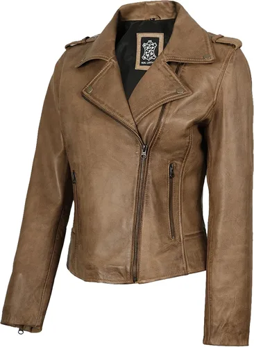 Vista 7 de Chaqueta de cuero para mujer Bomber motocicleta Biker Real piel de cordero chaqueta para mujer Negro
