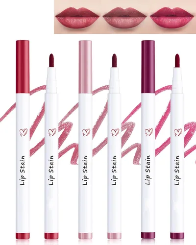 Vista 11 de Lápiz de Maquillaje para Tinte de Labios-1 Pieza Tinte de Labios Hidratante Rosa Berry Lápiz Delineador de Labios Líquido, Aspecto de Color Mate 01#