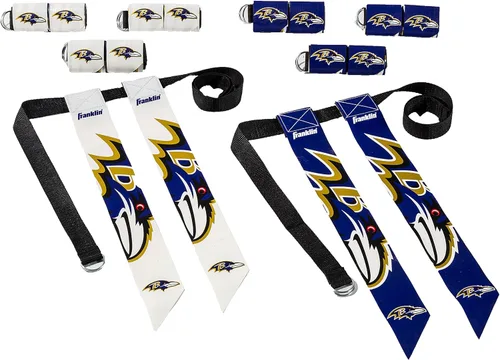 Vista 22 de Franklin Sports NFL - Conjuntos de fútbol con bandera del equipo de la NFL, cinturones + banderas, para niños + adultos, se adapta a cintura