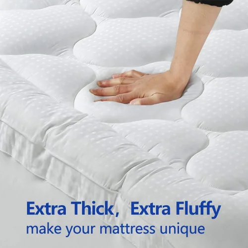 Vista 4 de EASELAND - Cubrecolchón de algodón, de 8 a 21 pulgadas de profundidad Soft Cotton Top Mattress Protector Cover With Deep Pocket Fits 8-21" Depth