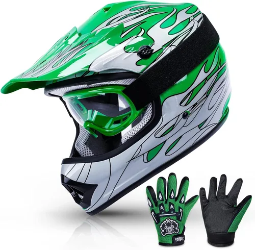 Vista 10 de TCMT Casco de motocross para niños y jóvenes, color negro, casco de motocross, motocross, moto de calle, karting, BMX, MX, ATV, casco de cara