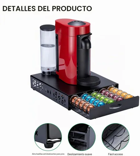 Vista 5 de ZCDCP Nespresso - Soporte para cápsulas Vertuo, cajón de almacenamiento de cápsulas de café de metal negro para cápsulas Vertuoline Orgainzer 50
