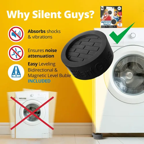 Vista 3 de Silent Guys Almohadillas antivibración resistentes para lavadora – Paquete de 4 almohadillas de vibración para lavadora, alfombrilla antivibración