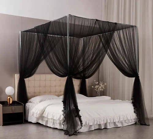 Vista 4 de cortina para cama de 4 esquinas, diseño de princesa