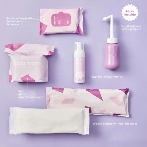 Vista 2 de Frida Mom Juego de regalo de 11 piezas de artículos esenciales posparto, bolsa de hospital imprescindible para la nueva mamá, incluye 4 ropa